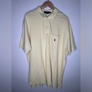 Ralph Lauren Polo Shirt Mens Size XXL Yellow Pony Cotton Rugby Preppy Classic